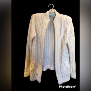 Bramble Lane Vintage Cable knit Cardigan, Ivory Sz Small